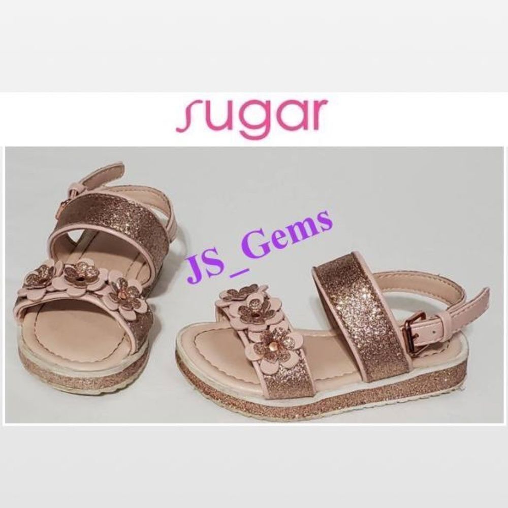 Girl’s Glittery Rose Gold Open Toe Platform Sandals